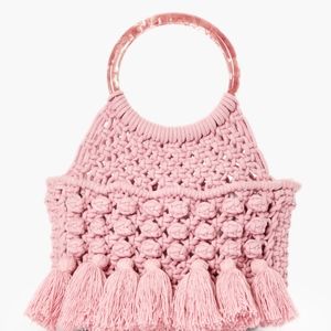 Pink Hobo Macrame Purse